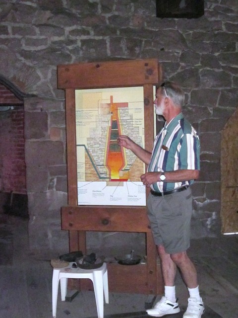 Pat discussing how an iron furnace works during our tour of the Cornwall Iron Furnace.