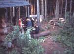 Shelter somewhere, with wet tents in background